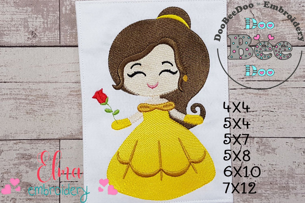 Princess Belle Cute - Fill Stitch Embroidery