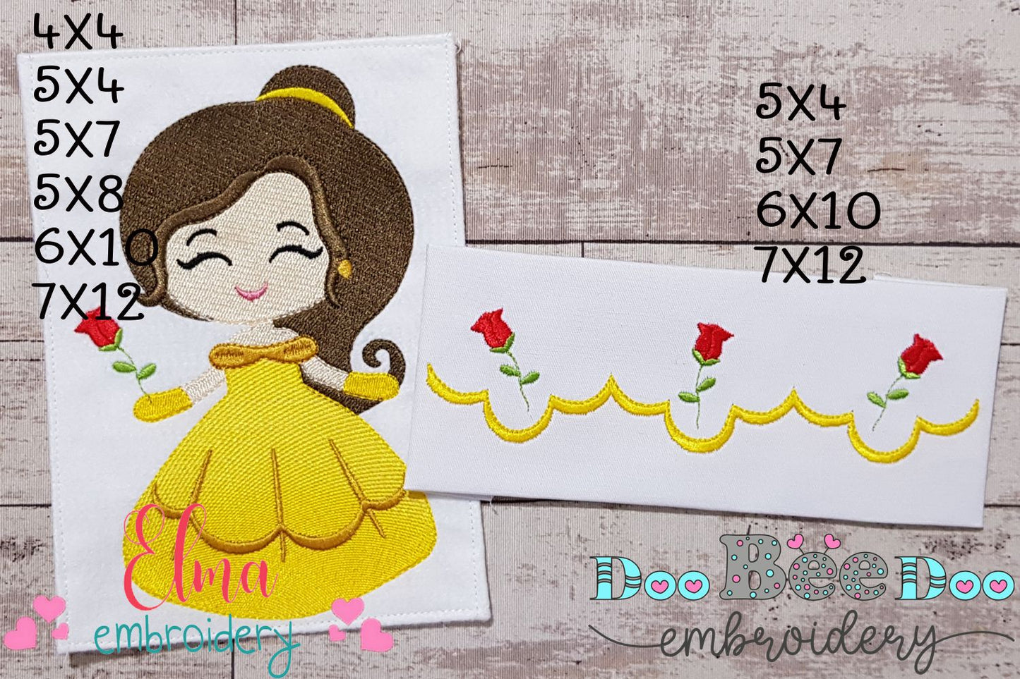 Princess Belle and Border - Fill Stitch Embroidery
