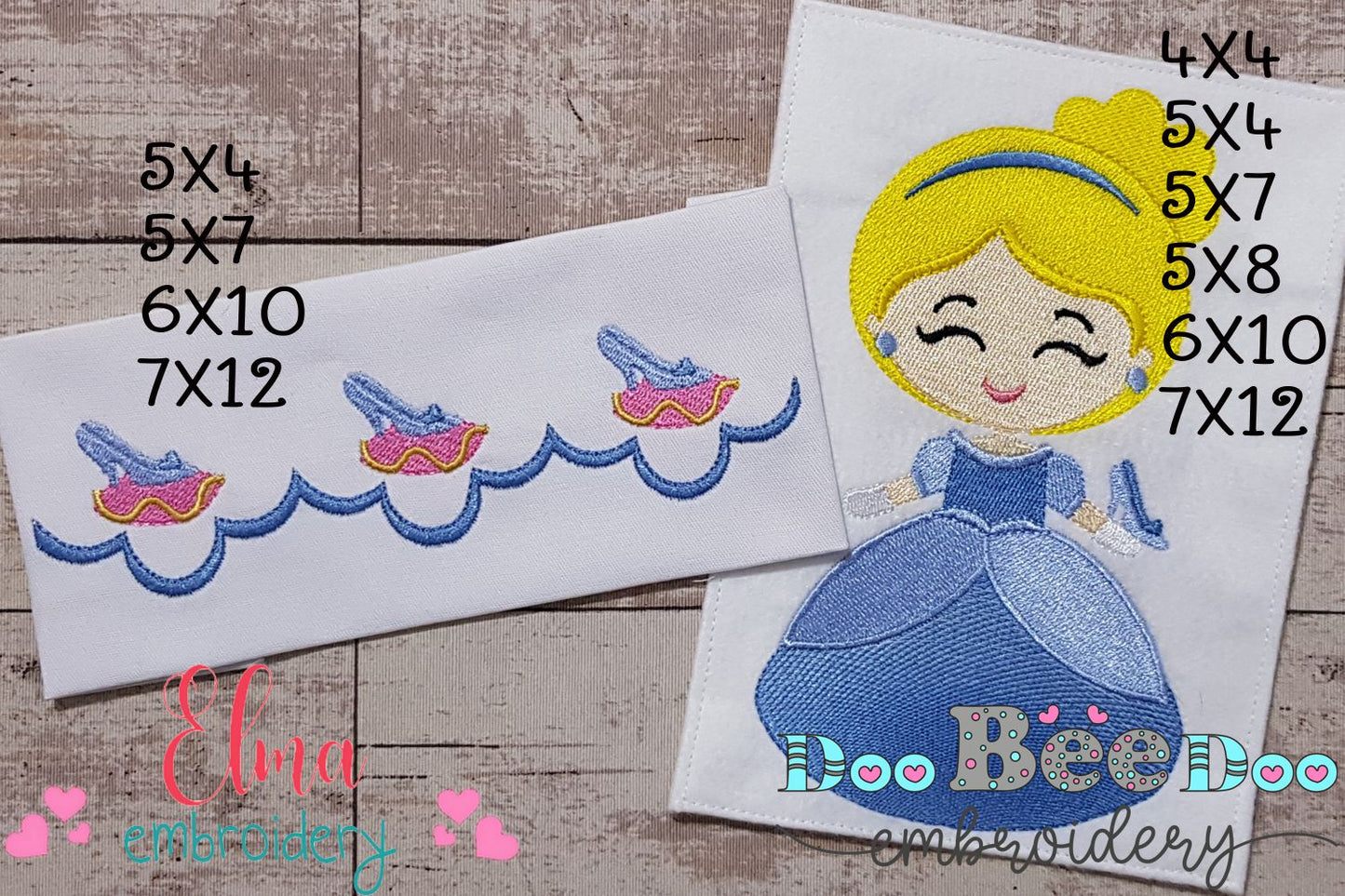 Princess Cinderella and Border - Fill Stitch Embroidery