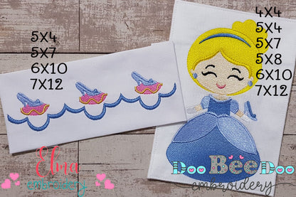 Princess Cinderella and Border - Fill Stitch Embroidery