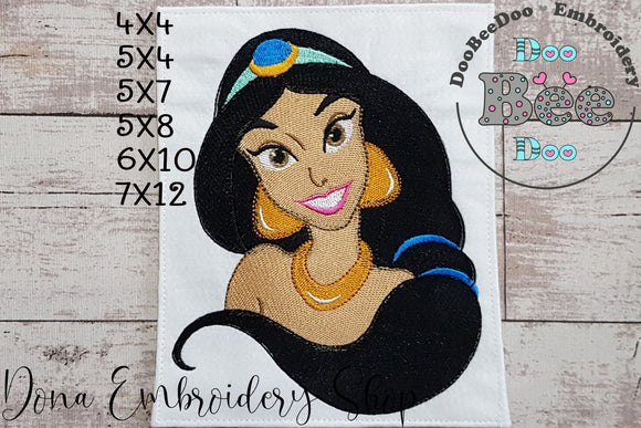 Princess Jasmine - Fill Stitch - Machine Embroidery Design