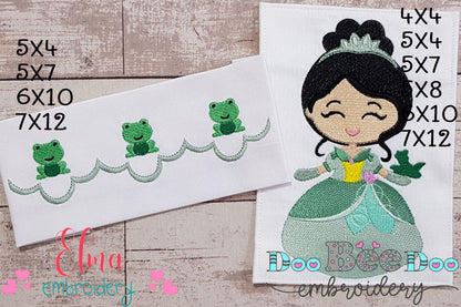 Princess Tiana and Border - Fill Stitch Embroidery