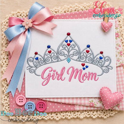 Girl Mom Royal Tiara - Satin Stitch - Machine Embroidery Design