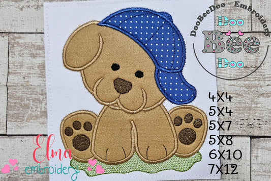 Puppy with Hat - Applique - Machine Embroidery Design