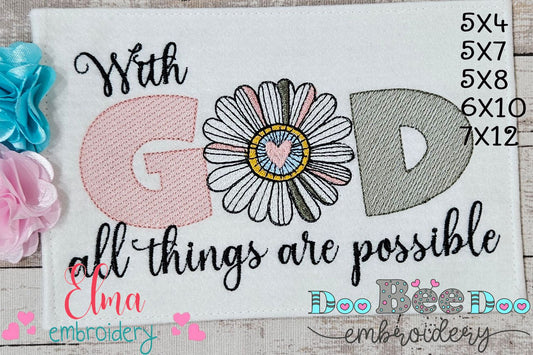 With God All Things Are Possible - Rippled Stitch - Machine Embroidery Design