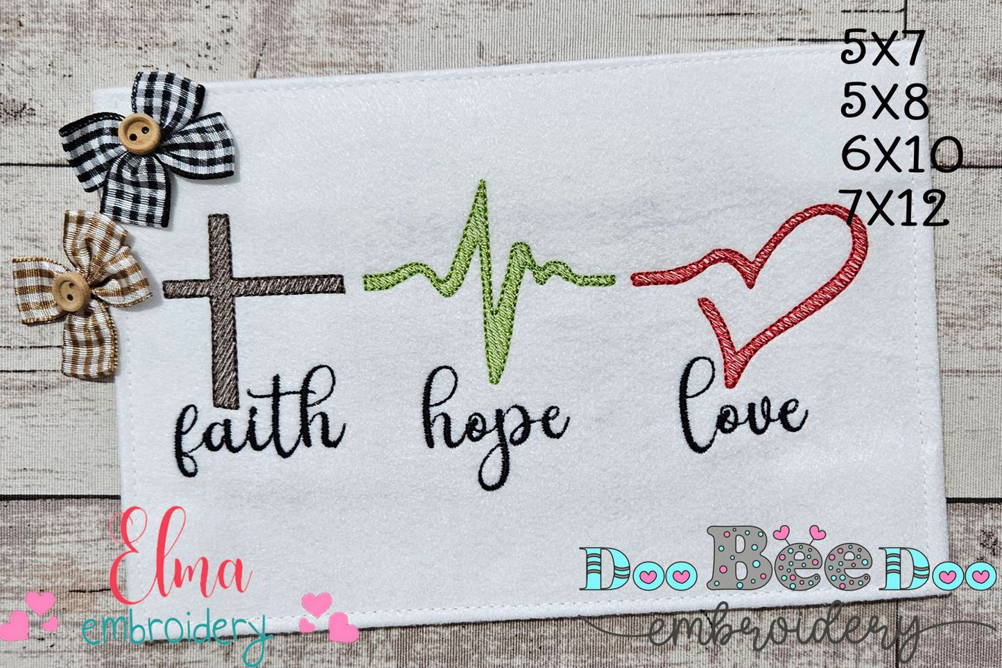 Heart & Soul Trio: Faith, Hope and Love – Sketch Stitch – Machine Embroidery Design