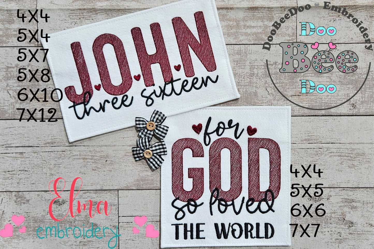 John Three Sixteen - Sketch Stitch - Set of 2 Designs - Machine Embroidery Design