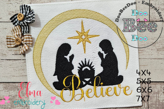 Silent Night Trio: The Holy Family – Fill Stitch – Machine Embroidery Design