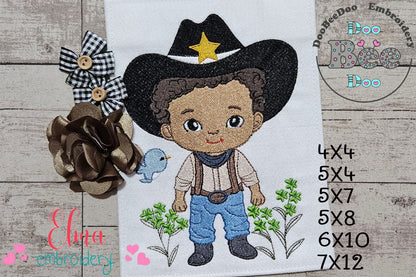 🤠 Adorable Afro Cowboy – Fill Stitch – Machine Embroidery Design