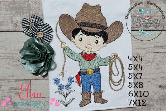 🤠 Cowboy Roper Boy – Fill Stitch – Machine Embroidery Design