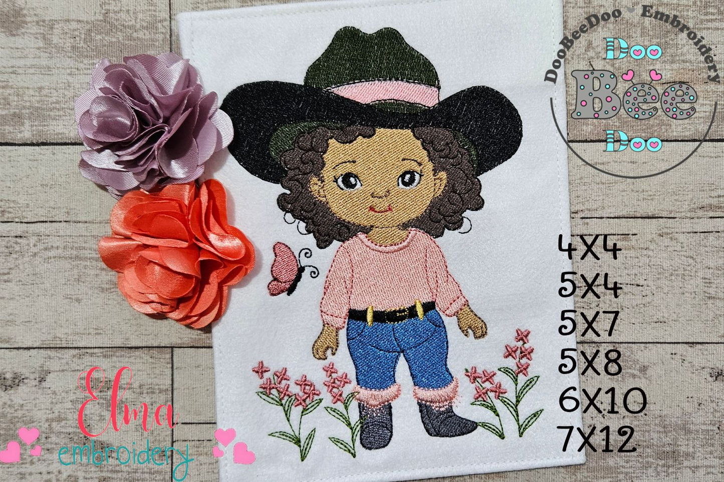 💖🤎 Rodeo Queen Afro Girl – Fill Stitch – Machine Embroidery Design