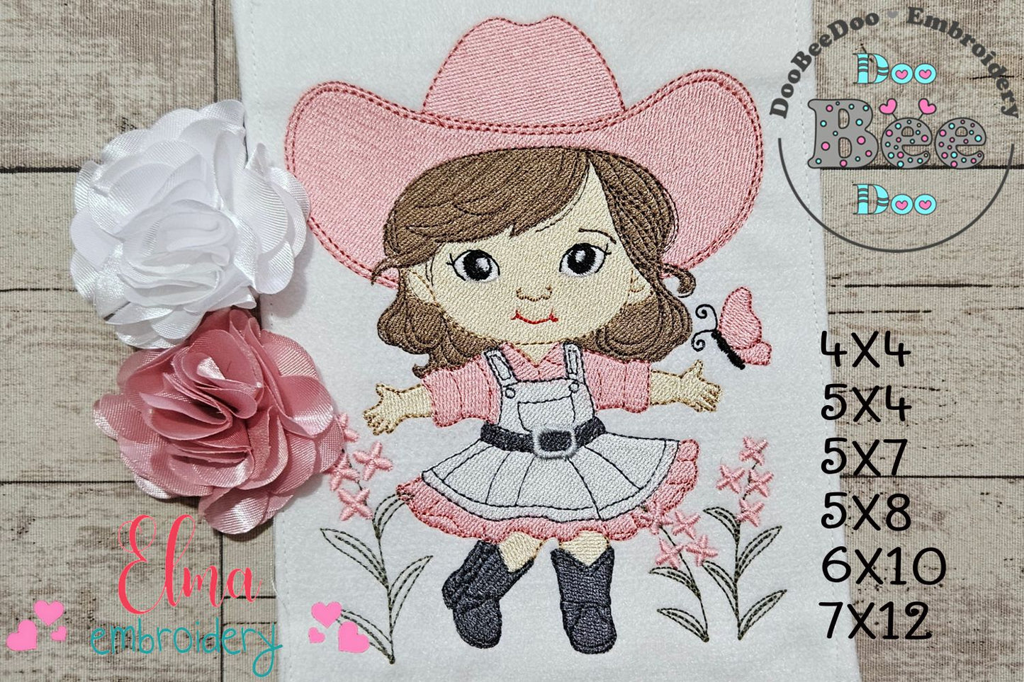 🌸 Little Cowgirl Charm 🤠 – Fill Stitch – Machine Embroidery Design
