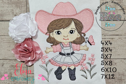 🌸 Little Cowgirl Charm 🤠 – Fill Stitch – Machine Embroidery Design