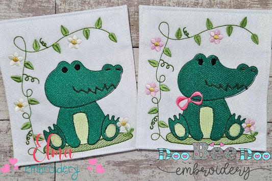 Safari Alligator Boy and Girl - Fill Stitch - Set of 2 designs