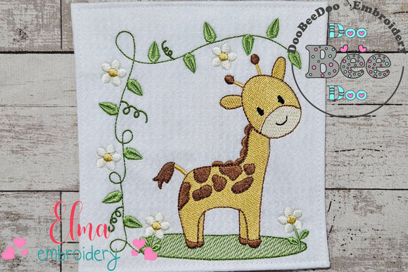 Safari Giraffe Boy - Fill Stitch - Machine Embroidery Design