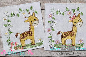 Safari Giraffe Boy and Girl - Fill Stitch - Set of 2 designs
