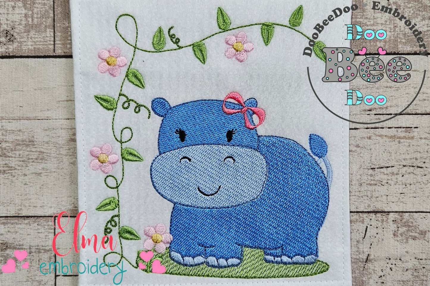 Safari Hippo Girl - Fill Stitch