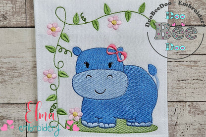 Safari Hippo Girl - Fill Stitch