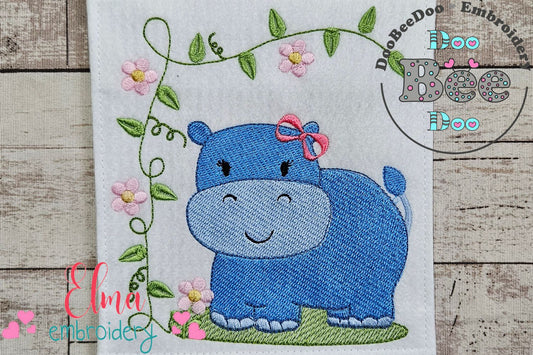 Safari Hippo Girl - Fill Stitch