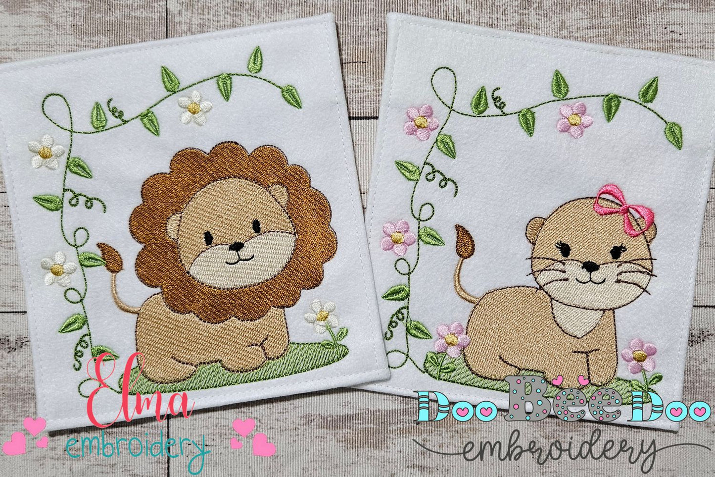 Safari Lion Boy and Girl - Fill Stitch - Set of 2 designs