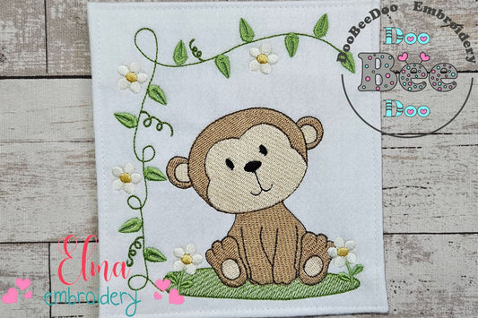Safari Monkey Boy - Fill Stitch - Machine Embroidery Design