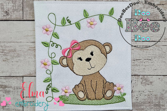 Safari Monkey Girl - Fill Stitch