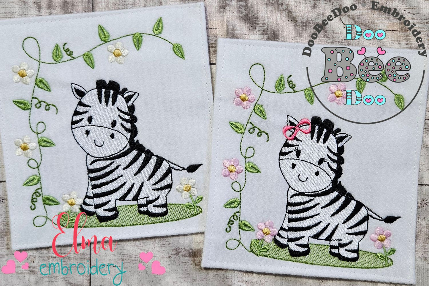Safari Zebra Boy and Girl - Fill Stitch - Set of 2 designs