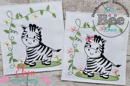 Safari Zebra Boy and Girl - Fill Stitch - Set of 2 designs