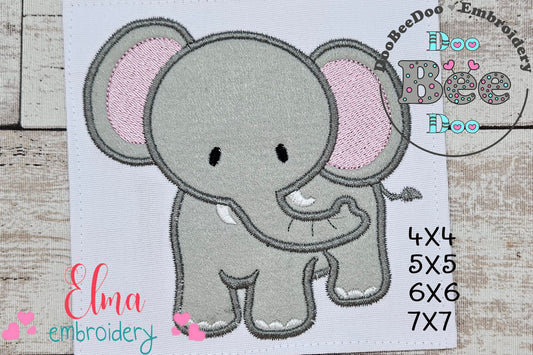 Safari Elephant Boy - Applique - Machine Embroidery Design