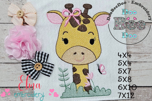 Cute Giraffe Girl - Fill Stitch - Machine Embroidery Design