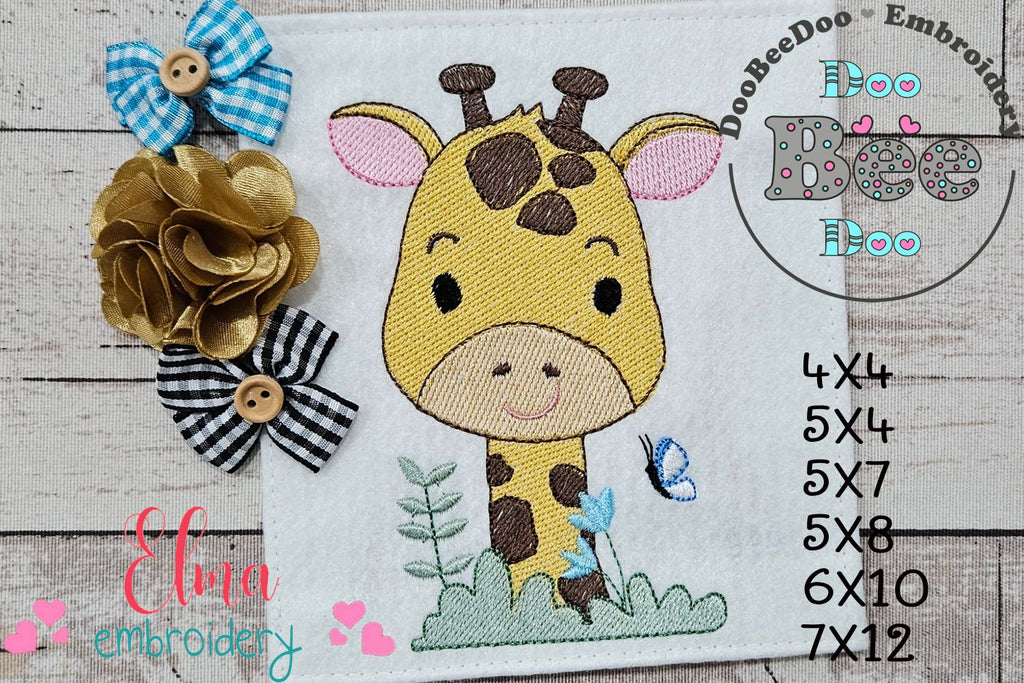 Cute Giraffe Boy - Fill Stitch - Machine Embroidery Design