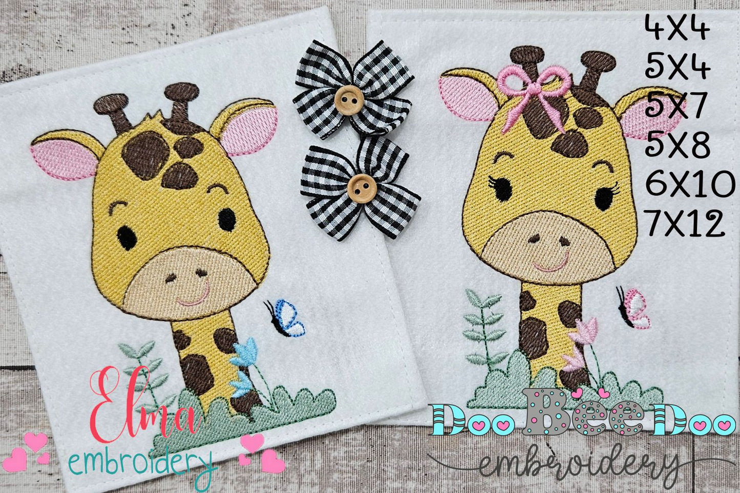 Cute Giraffe Girl and Boy - Fill Stitch - Set of 2 Designs - Machine Embroidery Design