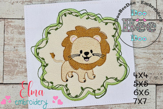 Safari Lion Boy Frame - Applique - Machine Embroidery Design
