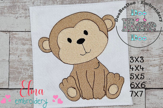 Safari Monkey Boy - Fill Stitch - Machine Embroidery Design