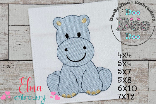 Safari Hippo Boy - Fill Stitch - Machine Embroidery Design