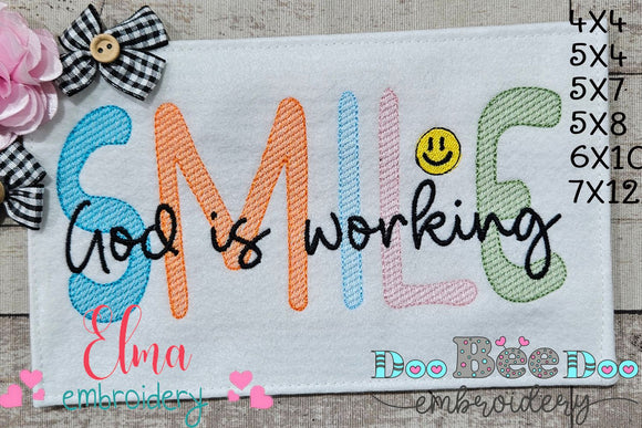 Smile God is Working - Fill Stitch - Machine Embroidery Design