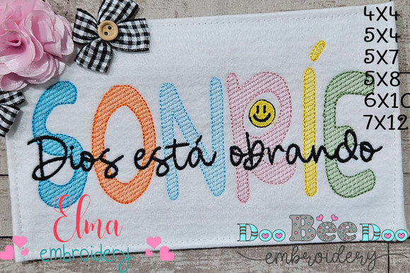 Sonríe Dios Está Obrando - Fill Stitch - Machine Embroidery Design