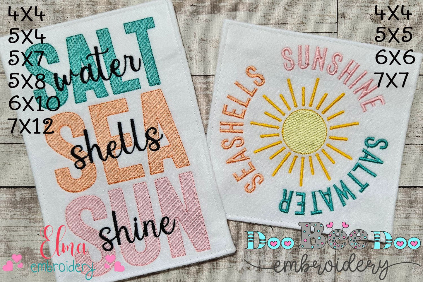 🌊 Beachy Salt Water Words – Sketch Stitch – Machine Embroidery Design