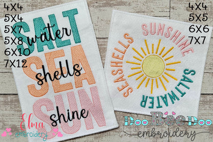 🌊 Beachy Salt Water Words – Sketch Stitch – Machine Embroidery Design