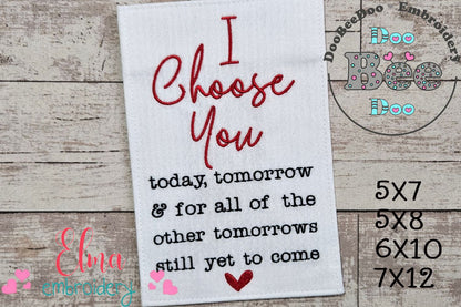 I Choose You - Fill Stitch - Machine Embroidery Design