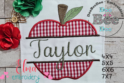 Split Apple - Applique - Machine Embroidery Design