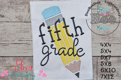 Fifth Grade Pencil - Rippled Stitch