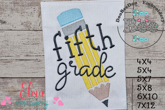 Fifth Grade Pencil - Rippled Stitch