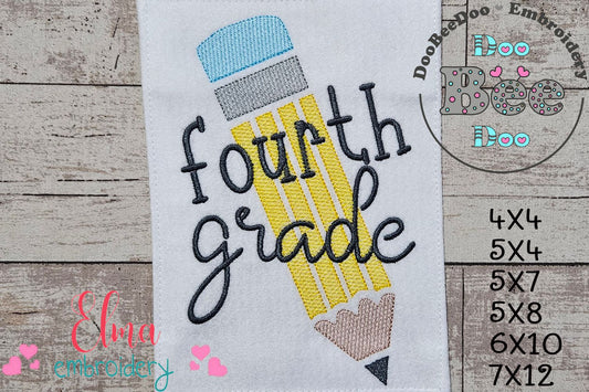 Fourth Grade Pencil - Rippled Stitch