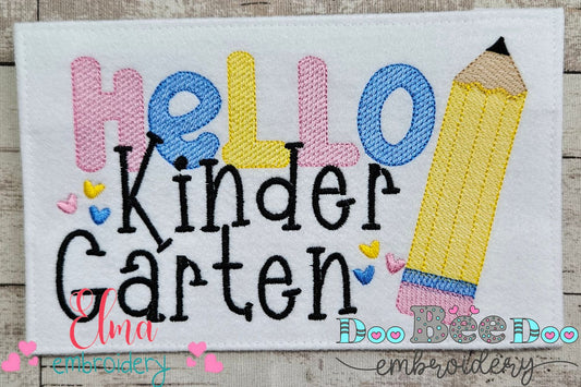 Hello Kindergarten Pencil - Rippled Stitch