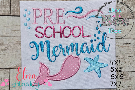Preschool Mermaid - Applique Embroidery