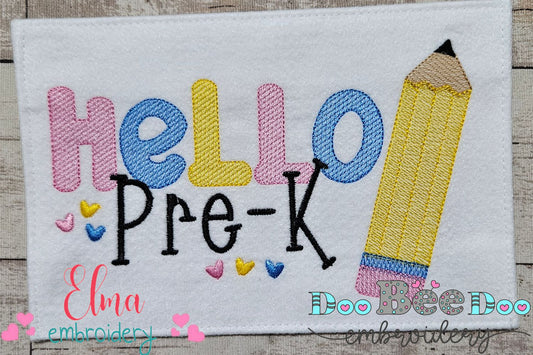 Hello Pre K Pencil - Rippled Stitch