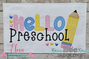 Hello Preschool Pencil - Rippled Stitch