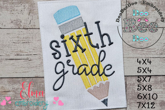 Sixth Grade Pencil - Rippled Stitch