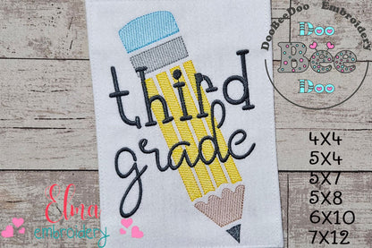 Third Grade Pencil - Rippled Stitch